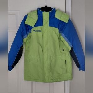 Columbia Sportswear Ski Snow Kids Neon Green Blue Zip Vintage Winter Coat 14/16